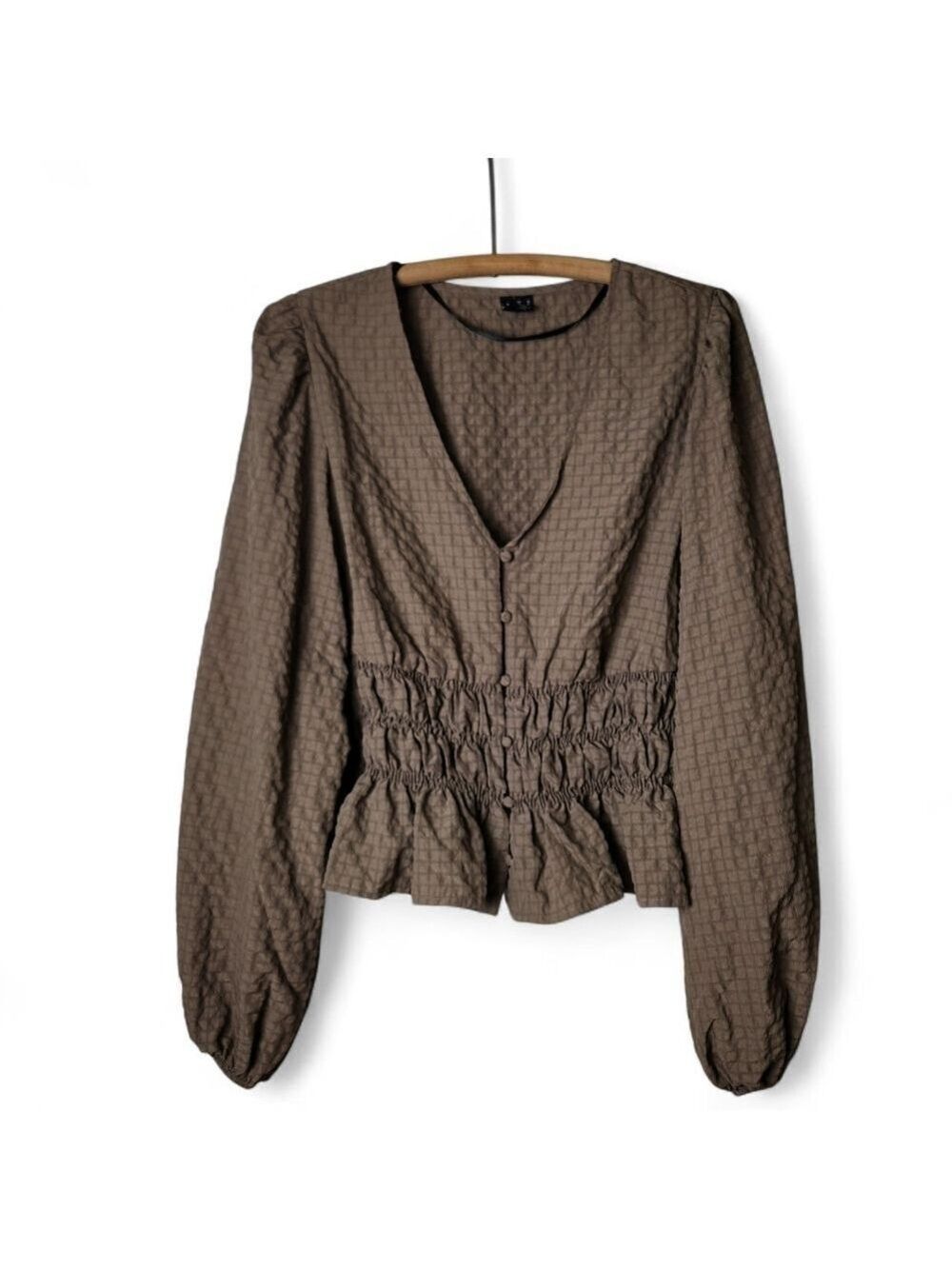 Vero Moda Smocked waist V-neck Textured Blouse Medium